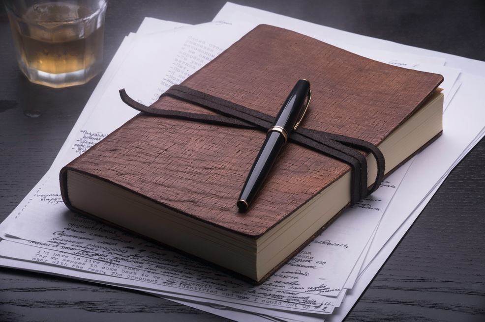 Leather Journal on Wooden Table